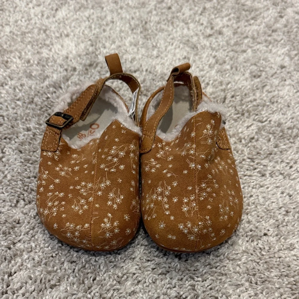 Kids Brown Floral Slip-On Shoes